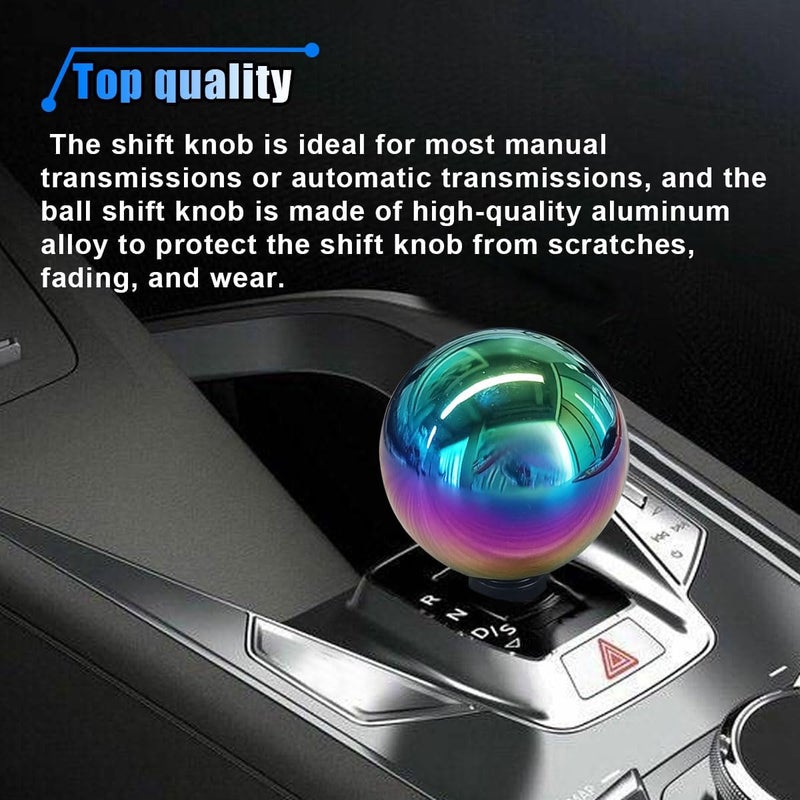 BDZMC Car Round Ball Gear Shift Knob, Aluminum Alloy Gear Shift Stick Head for Most Manual Vehicles with 3 Adapters M8, M10, M12 (Colorful) - Image 4